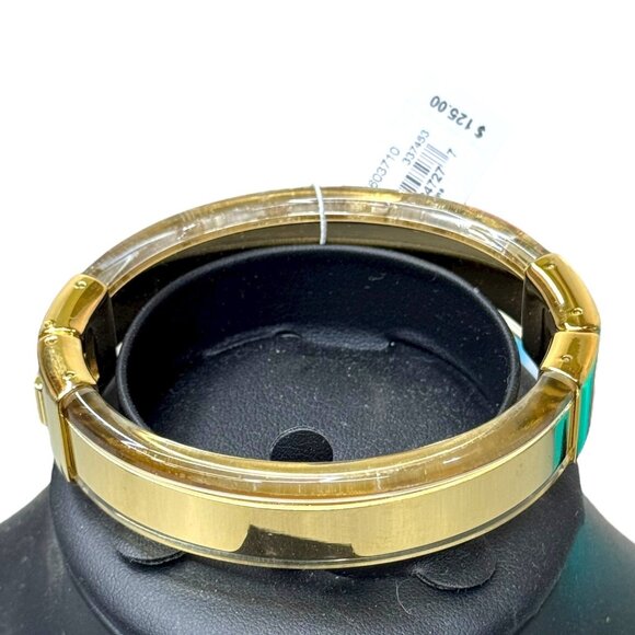 Michael Kors Gold-Tone & Clear Lucite Hinge Bracelet NEW with DEFECTS See Pics - Picture 1 of 9